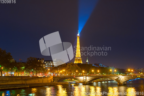 Image of Eiffel Tower Siene Paris night