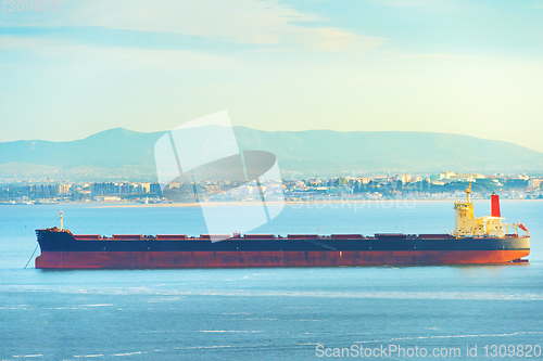 Image of cargo shipping tanker Lisbon, Portugal