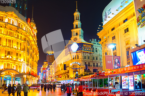 Image of Illuminated Shanghai shopping street 