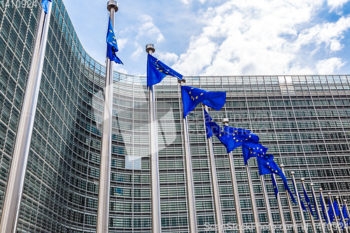 Image of European flags  in Brussels