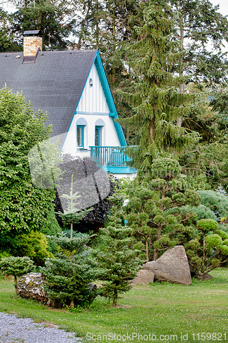 Image of Beautiful house in spring garden