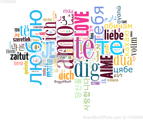 Image of wordcloud Love you in different languages