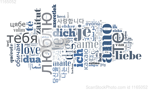 Image of wordcloud Love you in different languages