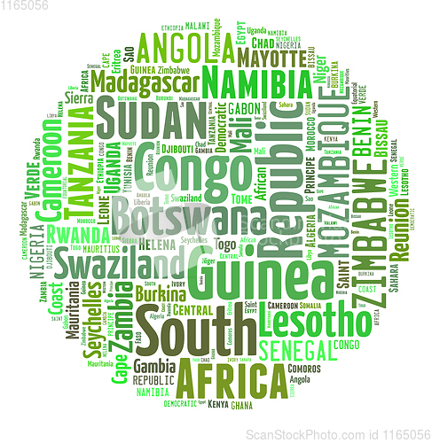 Image of African countries in words cloud