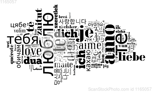 Image of wordcloud Love you in different languages