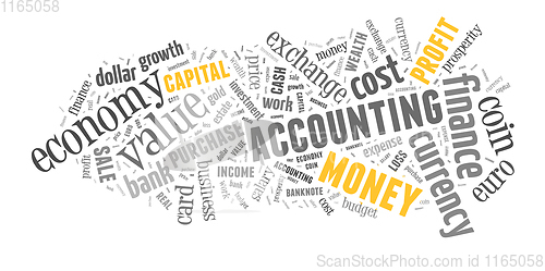 Image of wordcloud illustration of finance and business words