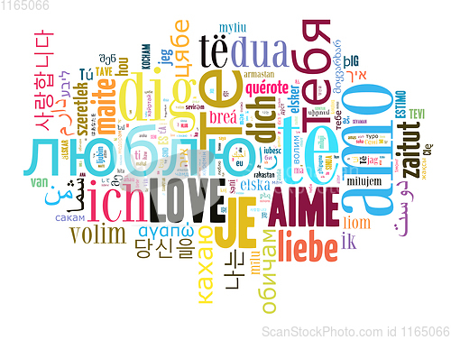 Image of wordcloud Love you in different languages