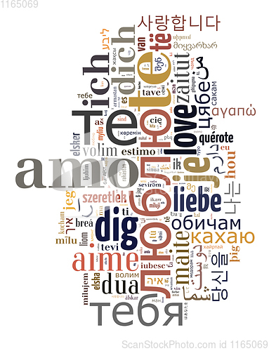 Image of wordcloud Love you in different languages