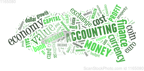 Image of wordcloud illustration of finance and business words