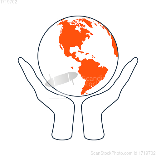 Image of Hands Holding Planet Icon