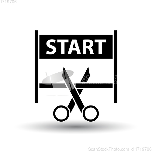 Image of Scissors Cutting Tape Between Start Gate Icon