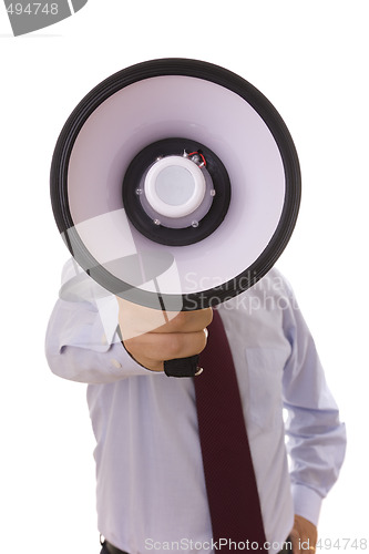 Image of businessman at the megaphone