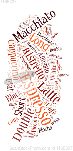 Image of coffee drinks words cloud collage