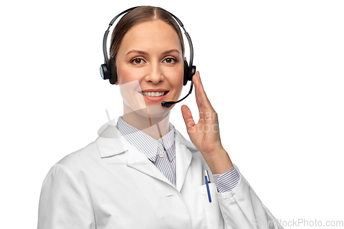 Image of smiling female doctor with headset
