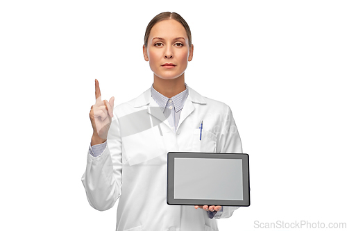 Image of female doctor or scientist with tablet computer