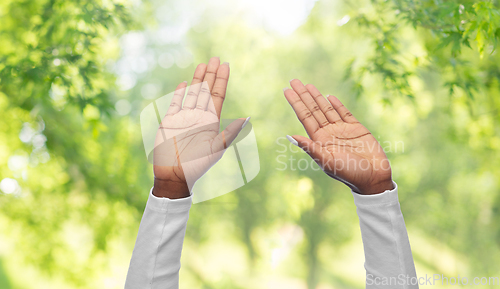 Image of hands of african american woman