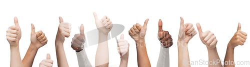 Image of people with diverse ethnicity showing thumbs up