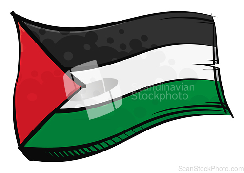 Image of Painted Palestine flag waving in wind