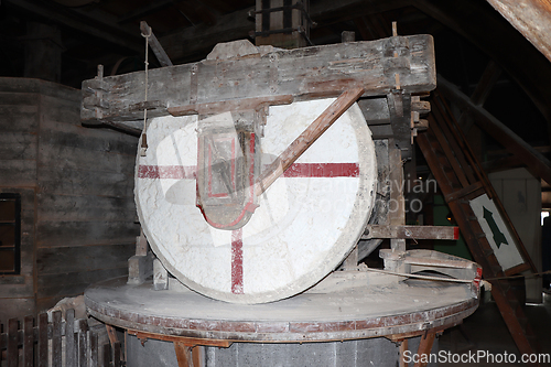 Image of Old millstone in the windmill in the Netherlands