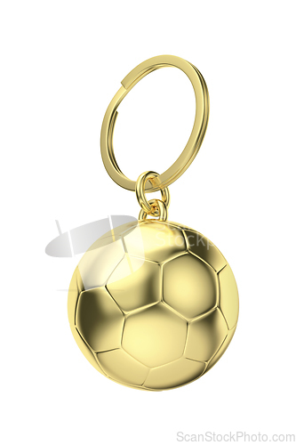 Image of Gold keychain with soccer ball