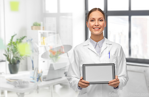 Image of female doctor with tablet computer at hospital