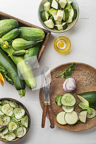 Image of Vegetable crops zucchini cucumber 