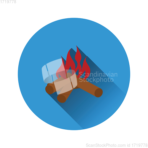 Image of Flat design icon of camping fire 