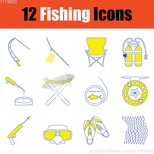 Image of Fishing icon set