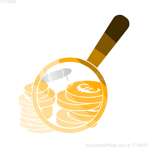 Image of Magnifying Over Coins Stack Icon