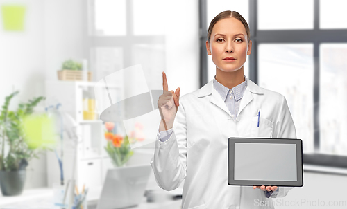 Image of female doctor with tablet computer at hospital