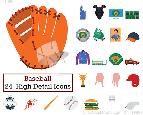 Image of Set of 24  Baseball Icons