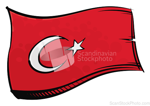 Image of Painted Turkey flag waving in wind