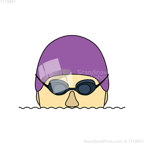 Image of Flat design icon of Swimming man