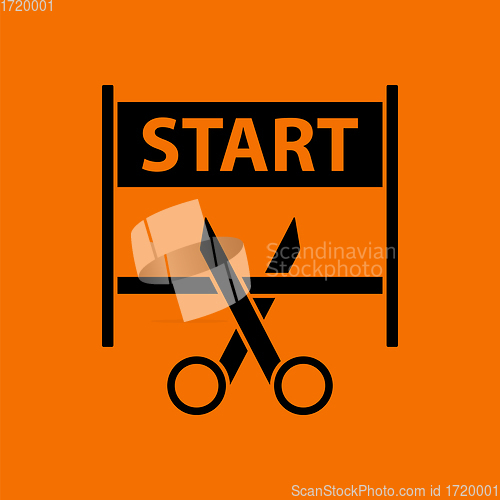 Image of Scissors Cutting Tape Between Start Gate Icon