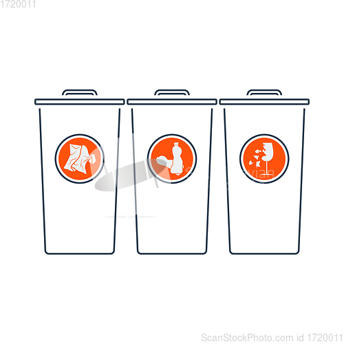 Image of Garbage Containers With Separated Trash Icon