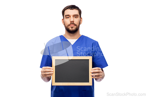 Image of male doctor or nurse with chalkboard