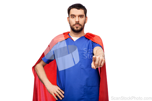 Image of doctor or male nurse in superhero cape