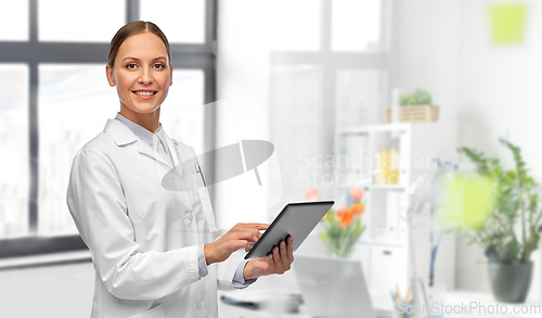 Image of female doctor with tablet computer at hospital
