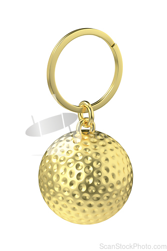 Image of Gold keychain with golf ball