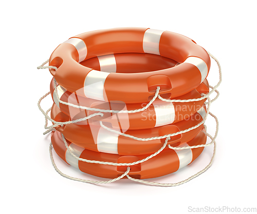 Image of Stack with four lifebuoy rings