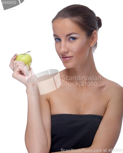 Image of model with apple