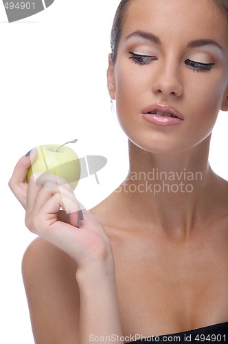 Image of model with apple