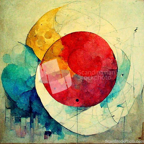 Image of Abstract contemporary modern watercolor art. Minimalist illustra