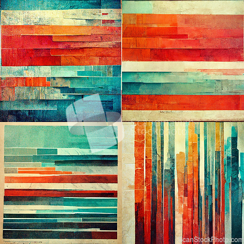 Image of Artistic abstract artwork set, textures lines stripe pattern des