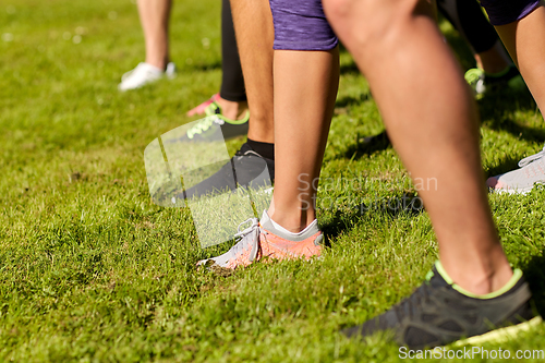 Image of close up of people on start of running marathon