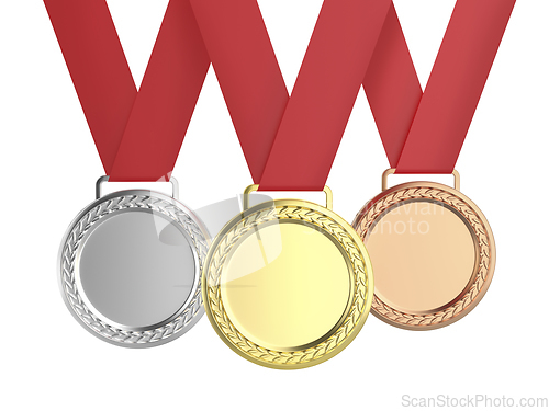 Image of Gold, silver and bronze medals