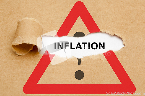 Image of Inflation Attention Road Sign Concept