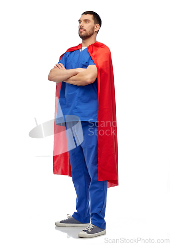 Image of doctor or male nurse in superhero cape