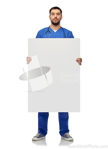 Image of male doctor or nurse with big white board