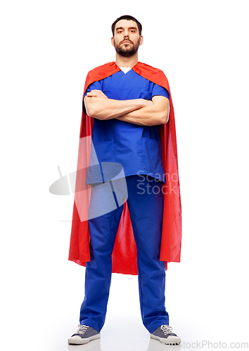 Image of doctor or male nurse in superhero cape